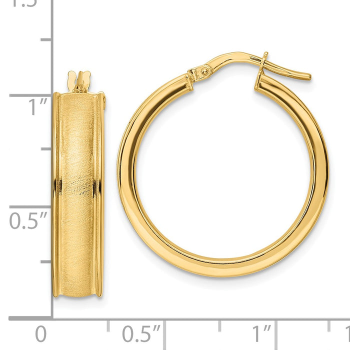 14K Brushed and Polished Hoop Earrings