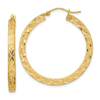Thumbnail for 14K Satin Diamond-cut Hoop Earrings