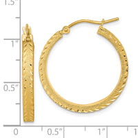 Thumbnail for 14K Polished Satin Diamond-cut Fancy Hoop Earrings