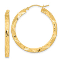 Thumbnail for 14K Polished and Satin Diamond-cut Hoop Earrings