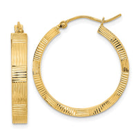 Thumbnail for 14K Polished Patterned Hoop Earrings