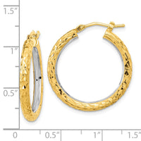Thumbnail for 14k White Rhodium Polished Diamond-cut 3mm Circle Hoop Earrings