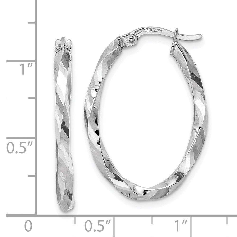 14k Twisted 2.5x20x29mm Oval Hoop Earrings