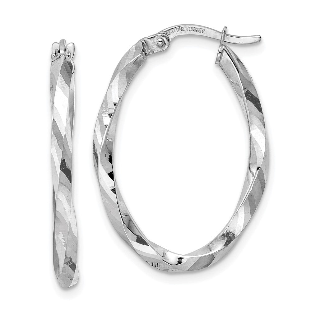 14k Twisted 2.5x20x29mm Oval Hoop Earrings