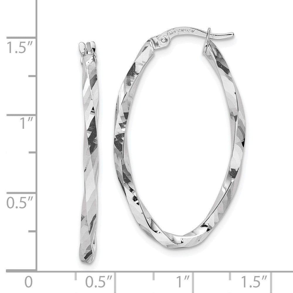 14k Twisted 2.5x22x36mm Oval Hoop Earrings