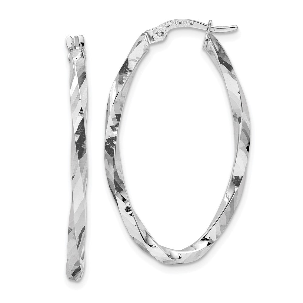 14k Twisted 2.5x22x36mm Oval Hoop Earrings