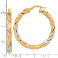 Thumbnail for 14K with Rose & White Rhodium Polished Twisted Hoop Earrings