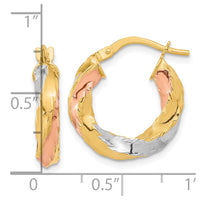 Thumbnail for 14K with Rose & White Rhodium Polished Twisted Hoop Earrings