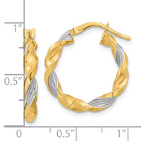 Thumbnail for 14K & White Rhodium Polished & Textured Twist Hoop Earrings