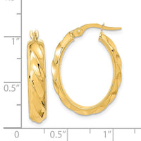 Thumbnail for 14K Polished and Twisted Oval Hoop Earrings