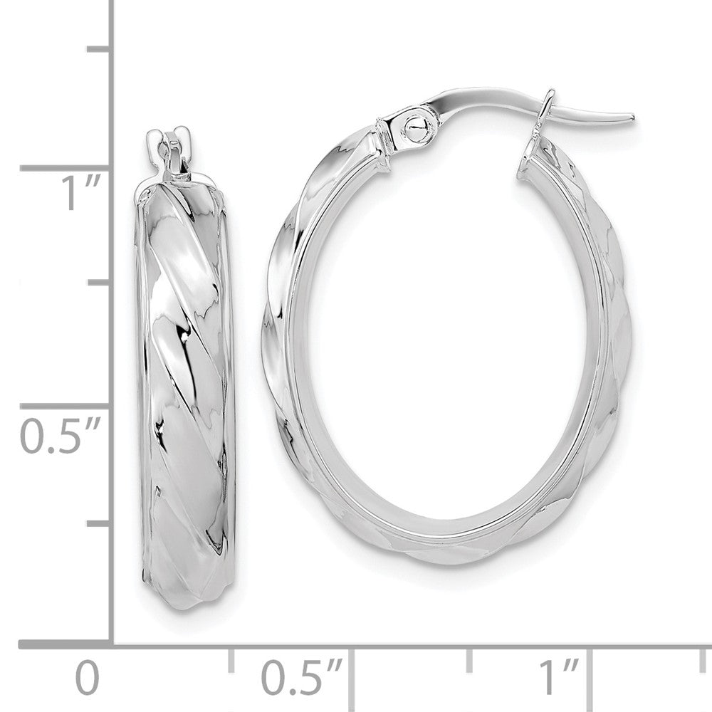14K Polished and Twisted Oval Hoop Earrings