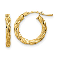 Thumbnail for 14k Polished & Textured Twisted Hoop Earrings