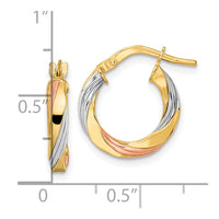 Thumbnail for 14K W/Rose & White Rhodium Polished Twisted Hoop Earrings