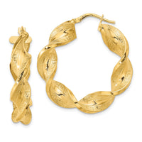Thumbnail for 14K Polished & Greek Satin Twisted Hoop Earrings