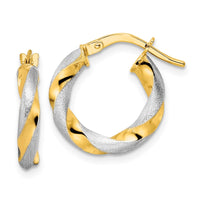 Thumbnail for 14K w/ White Rhodium Brushed and Polished Twisted Hoop Earrings
