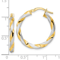 Thumbnail for 14K w/White Rhodium Brushed and Polished Twisted Hoop Earrings