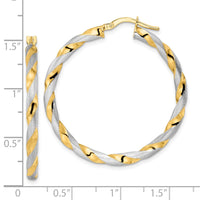 Thumbnail for 14K w/ White Rhodium Brushed and Polished Twisted Hoop Earrings