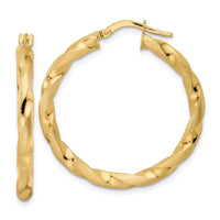 Thumbnail for 14K Brushed and Polished Twisted Hoop Earrings