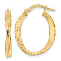 Thumbnail for 14K Polished Twisted Oval Hoop Earrings