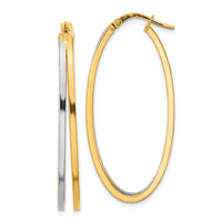Thumbnail for 14K Two-tone Polished Oval Double Hoop Earrings