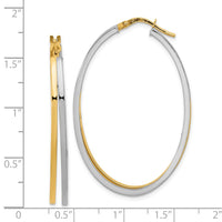 Thumbnail for 14K TWo-tone Polished Oval Double Hoop Earrings