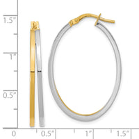 Thumbnail for 14K Two-tone Polished Oval Double Hoop Earrings