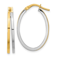 Thumbnail for 14K Two-tone Polished Oval Double Hoop Earrings