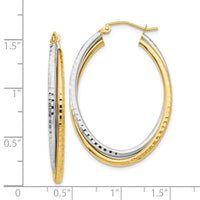 Thumbnail for 14k Two-tone Diamond-cut Polished Oval Hoop Earring