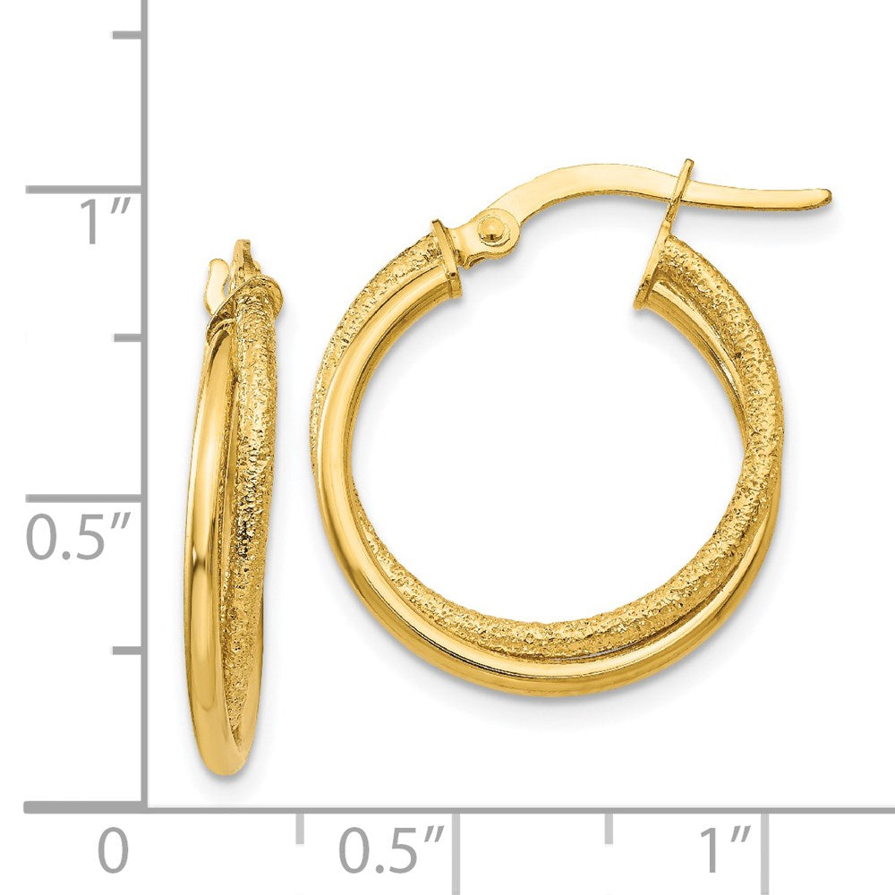 14K Polished and Laser Cut Hoop Earrings