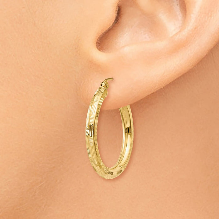 14k Diamond-cut Hoop Earrings