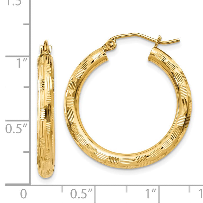 14k Diamond-cut Hoop Earrings