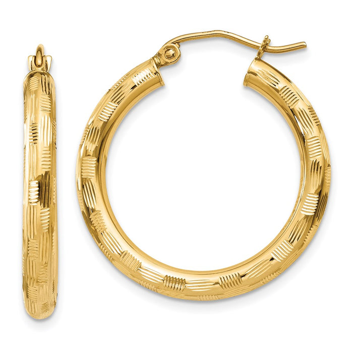 14k Diamond-cut Hoop Earrings