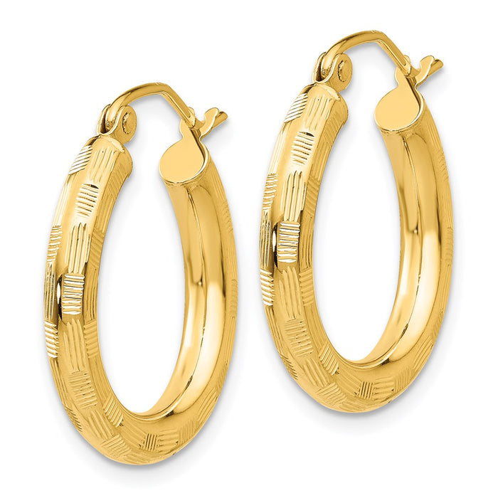 14k Diamond-cut Hoop Earrings