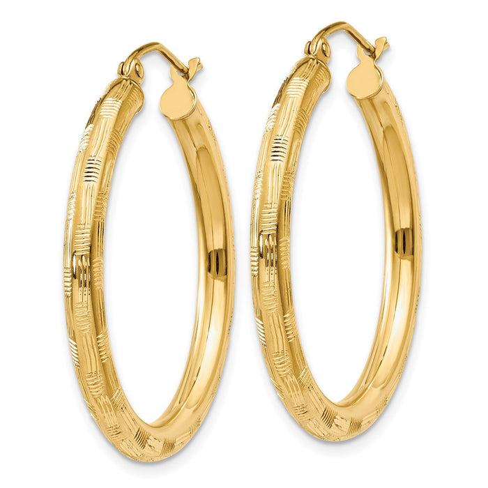 14k Diamond-cut Hoop Earrings