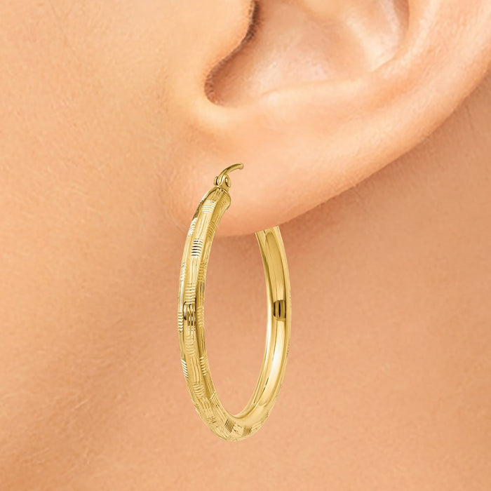 14k Diamond-cut Hoop Earrings