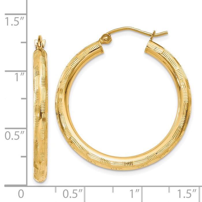 14k Diamond-cut Hoop Earrings