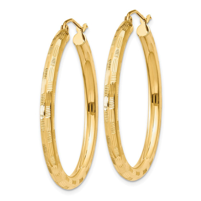 14k Diamond-cut Hoop Earrings