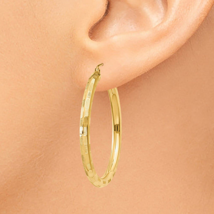 14k Diamond-cut Hoop Earrings