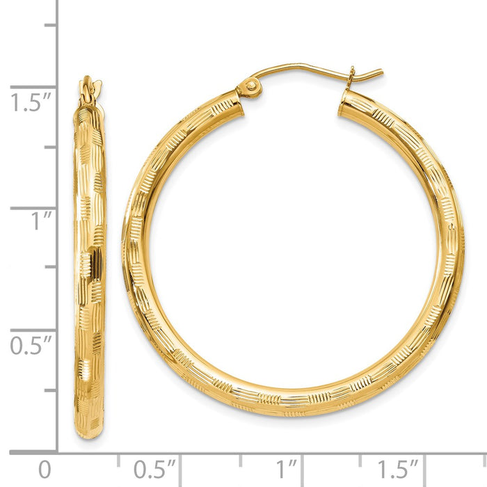 14k Diamond-cut Hoop Earrings