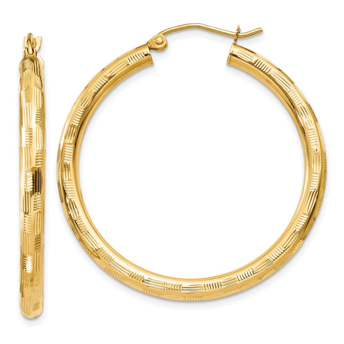 14k Diamond-cut Hoop Earrings