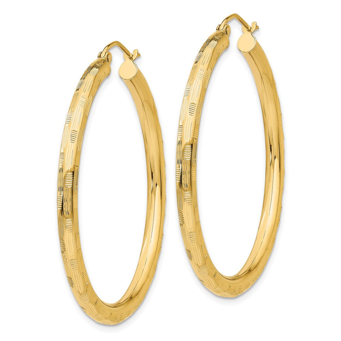 14k Diamond-cut Hoop Earrings