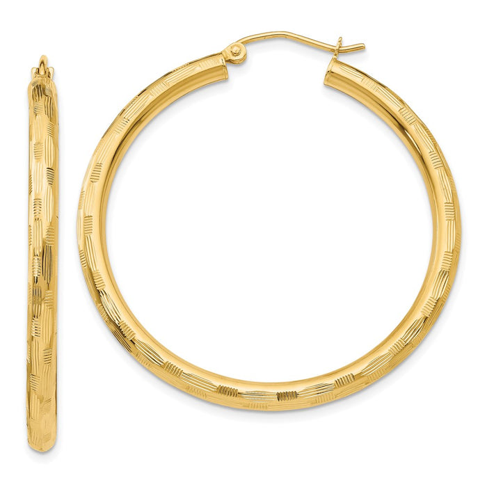 14k Diamond-cut Hoop Earrings