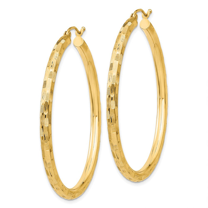 14k Diamond-cut Hoop Earrings