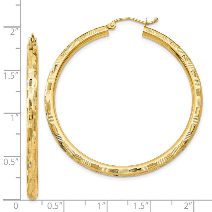 14k Diamond-cut Hoop Earrings