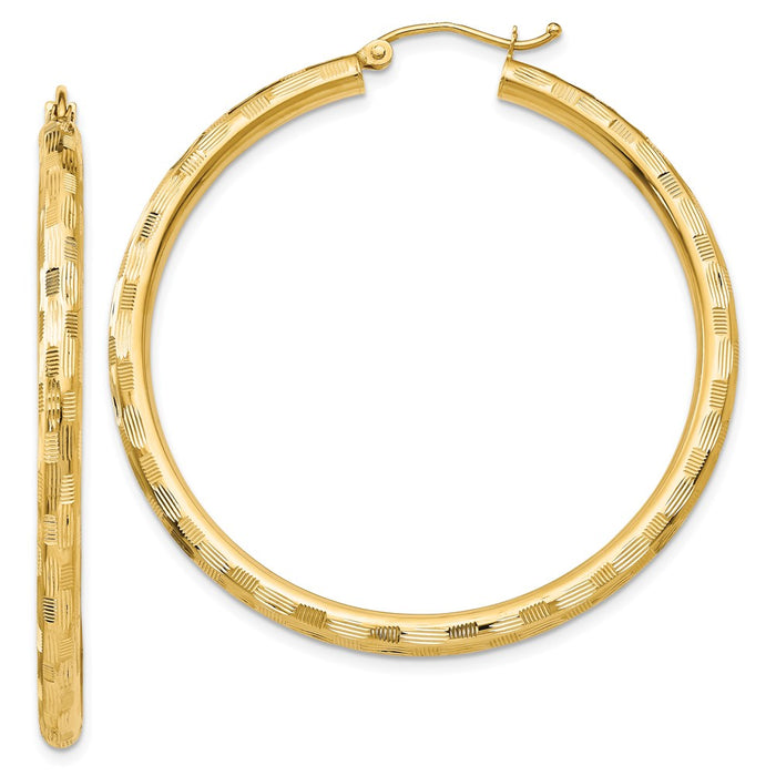 14k Diamond-cut Hoop Earrings