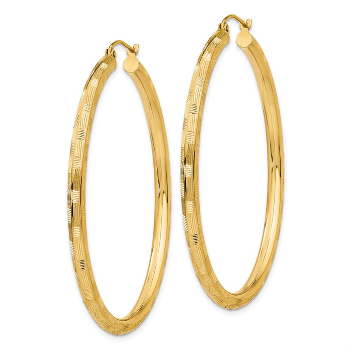 14k Diamond-cut Hoop Earrings