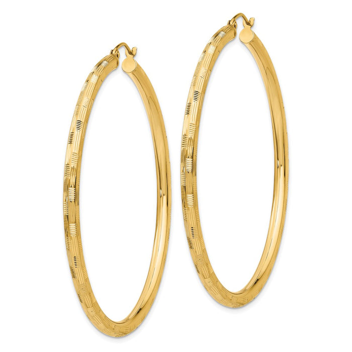 14k Diamond-cut Hoop Earrings