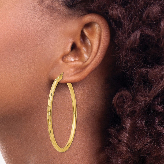 14k Diamond-cut Hoop Earrings