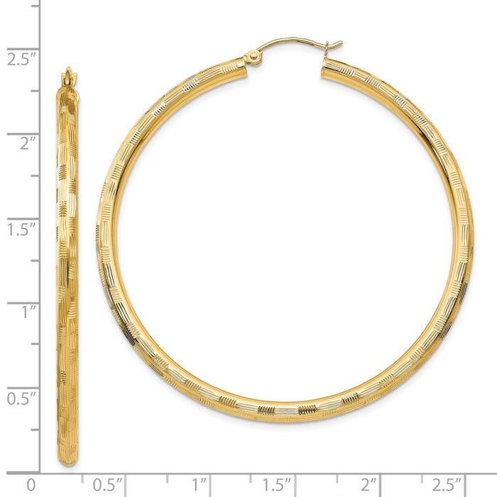 14k Diamond-cut Hoop Earrings