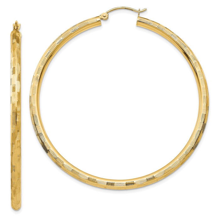 14k Diamond-cut Hoop Earrings